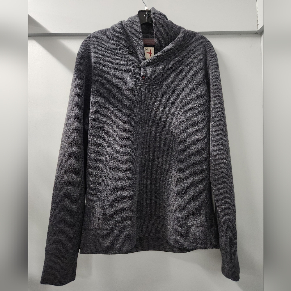 Relwen Thermal Rib Shawl Collar Sweater Charcoal Gray Mens Medium